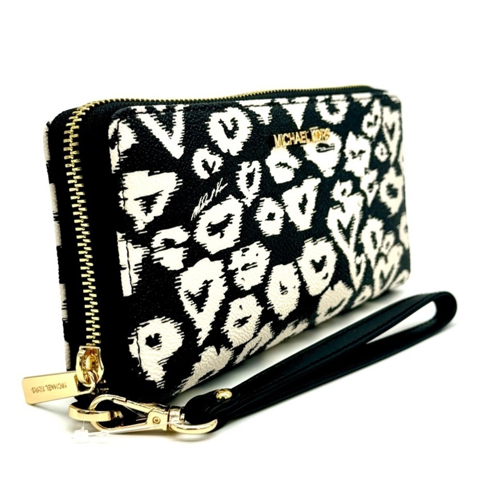 Michael Kors Large Travel Continental Wallet Wristlet Black Multi - Picture 4 of 9